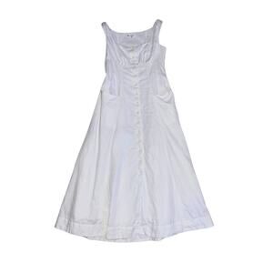 Reformation Louisa Linen Pocket Midi Button Linen Dress Center Slit SZ 8 Cottage